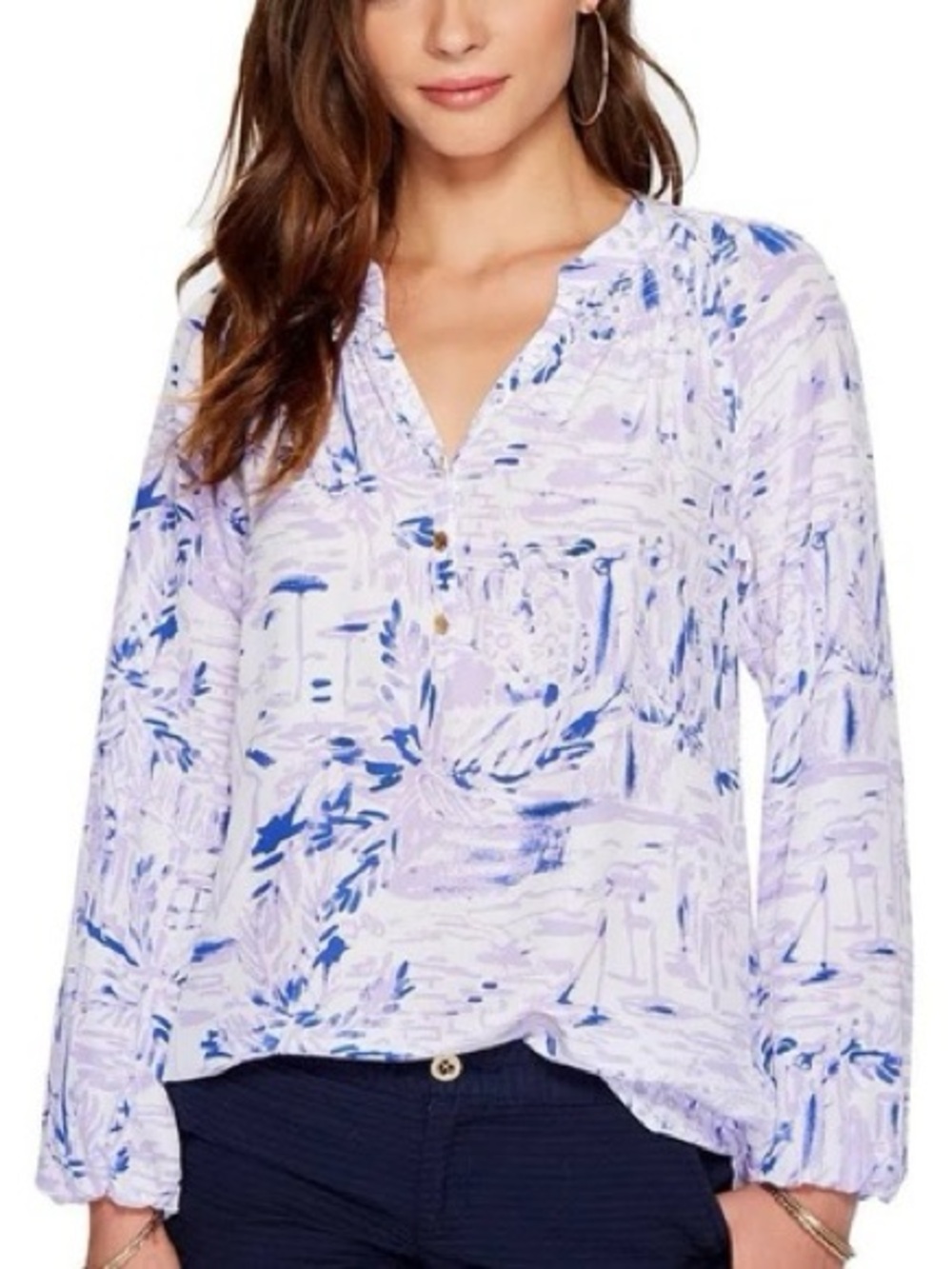 Lilly Pulitzer Purple Coastal V-Neck Blouse